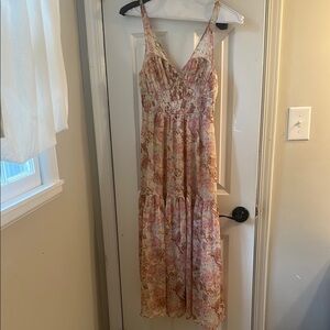 Pink Sleeveless V-Neck Maxi Dress for Weddings